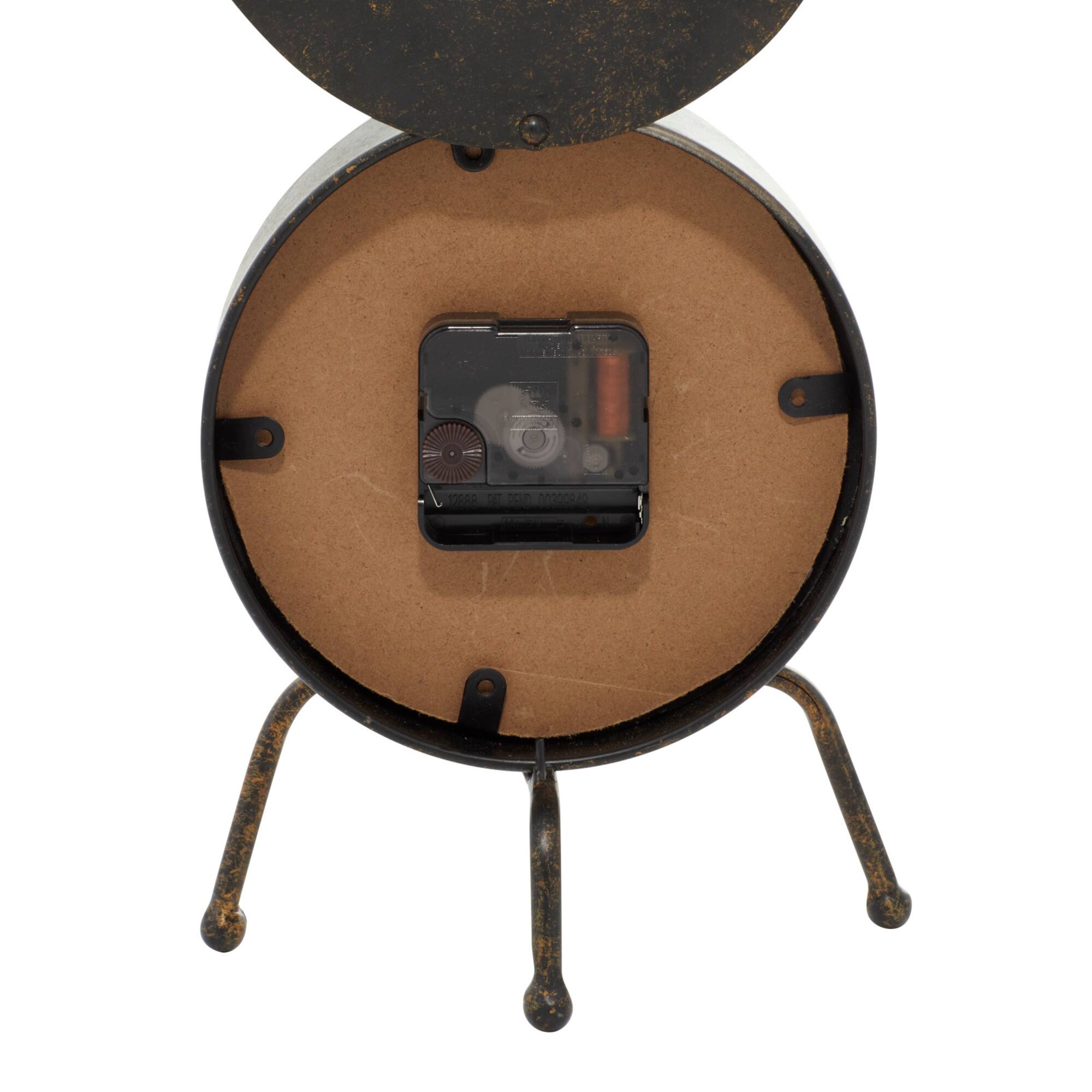 11" Brown Metal Contemporary Table Clock